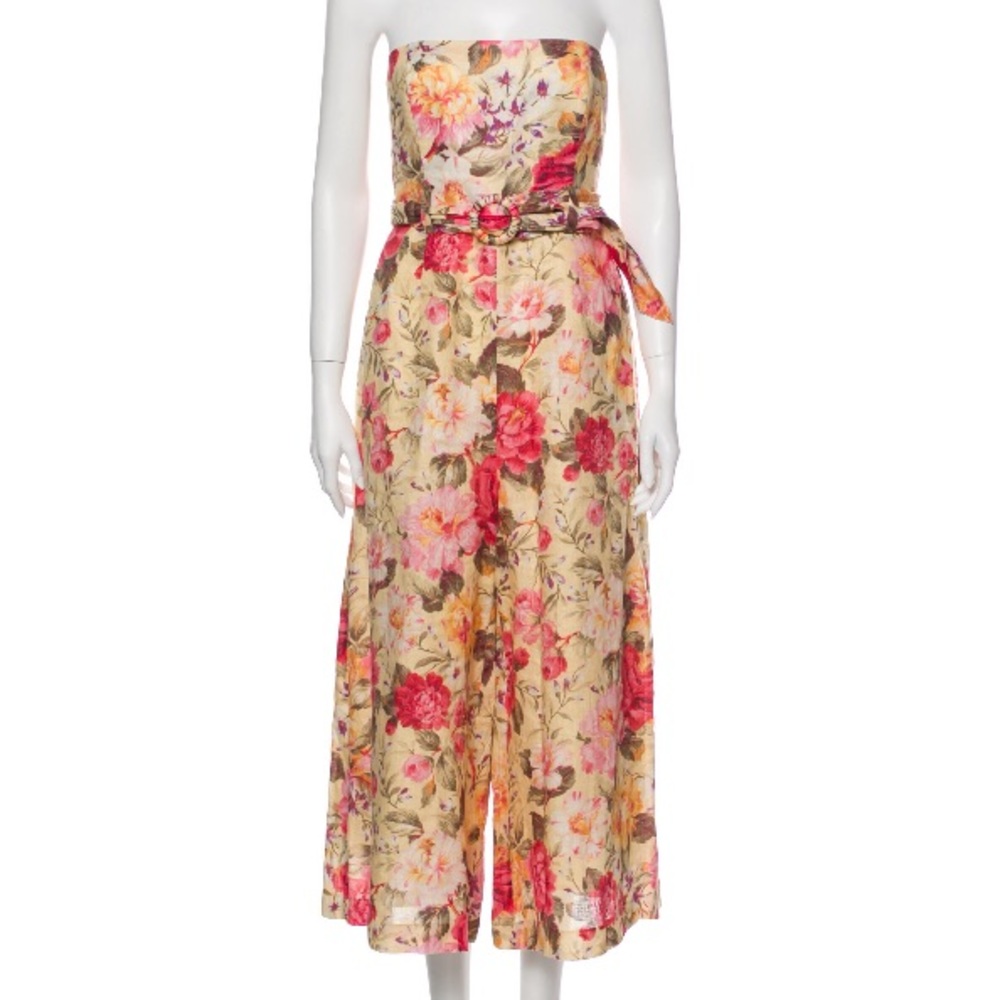 Zimmermann linen floral belted romper